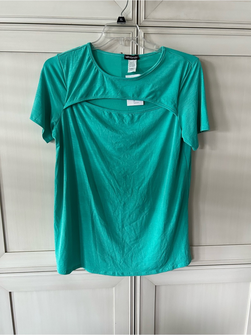 HEIMISH USA Teal Short-Sleeve Top with Front Cutout